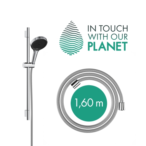 Hansgrohe Brauseset Rainfinity 130 3jet EcoSmart Unica S Puro 650mm Push Schieber chrom 28746000