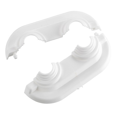 Danfoss Doppelrosette (PVC weiß) für Rohre 15-16-18, Mittenabstand 40mm 192H0160