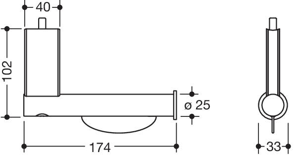 HEWI Aufrüstsatz WC-Papierhalter zur Nachrüstung an Stangensystem System 900 mit D: 32mm, Edelstahl, verchromt 68426