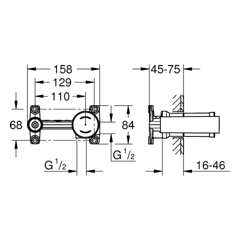 Grohe Einhand Unterputz-Universal-Einbaukörper 1/2“, mit Temperaturbegrenzer 23571000