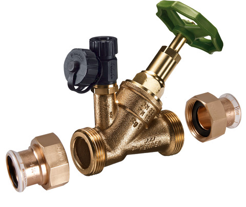 Kemper STANDARD Freistrom-Absperrventil RG/MS, mit Entleerstopfen MAPRESS-Verschraubungen DN50/54mm 17421054VT
