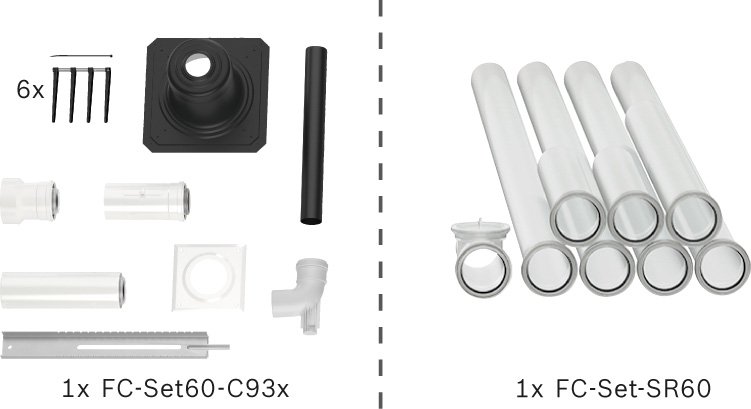 Bosch Abgas-Paket Schacht starr, 60/100, 10m, raumluftunabhängig Abgas-Standardpaekt BOPA FC41 7739619189