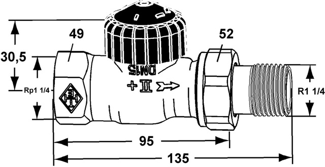 Heimeier Thermostatventil Standard 1 1/4" Durchgang DN32 2202-05.000