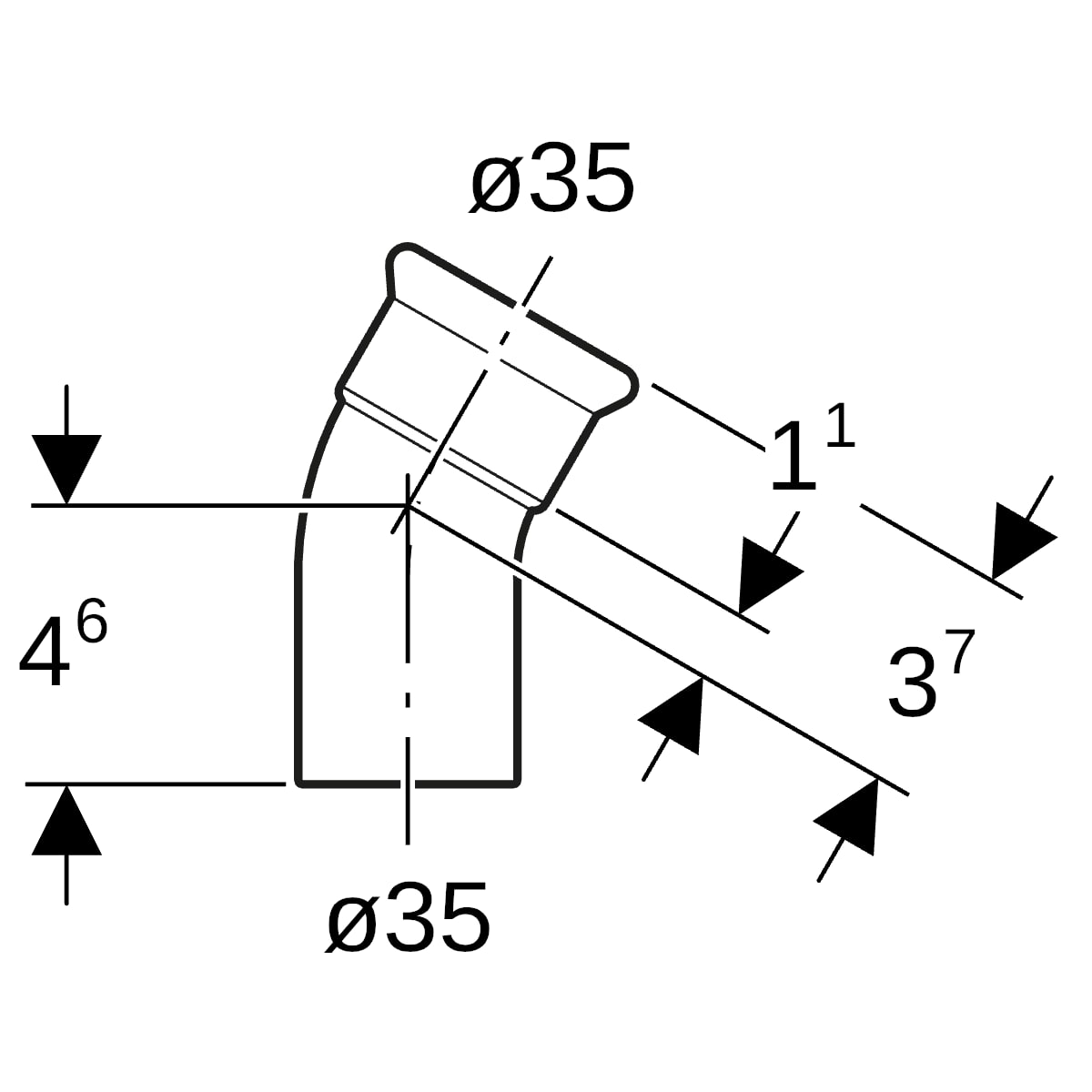 Geberit Mapress Edelstahl Bogen 30 Grad d35 mit Einschubende 36135