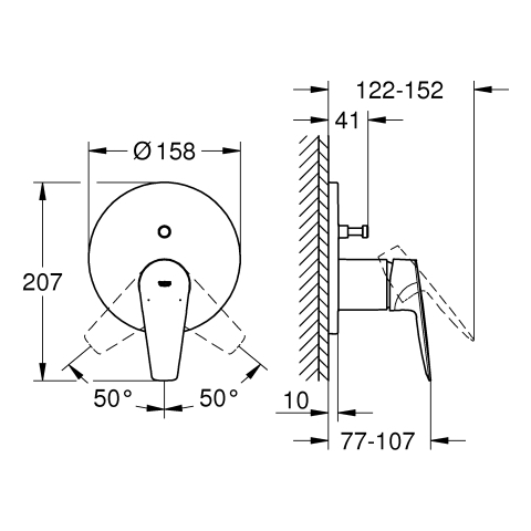Grohe BauEdge Einhand-Wannenbatterie chrom Fertigmontageset für UP-Körper Rapido SmartBox 24162001