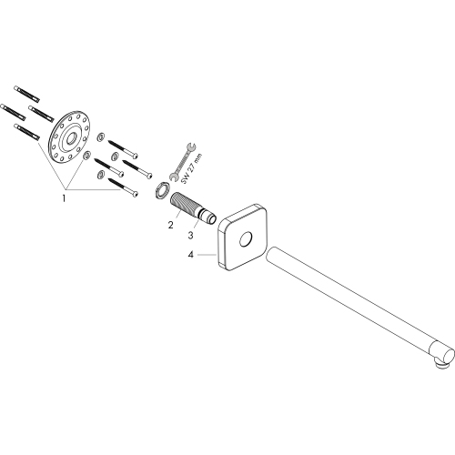 Hansgrohe Brausearm DN15 390mm softsquare Axor chrom 26967000