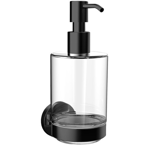 Emco Seifenspender Round Glasteil klar, Kunststoffpumpe schwarz 432113300