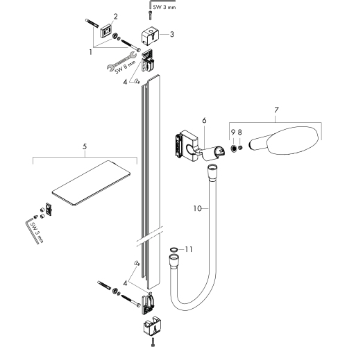 Hansgrohe Raindance Select S Brauseset 120 3jet EcoSmart mit Brausestange 900mm und Ablage, Chrom 27649000