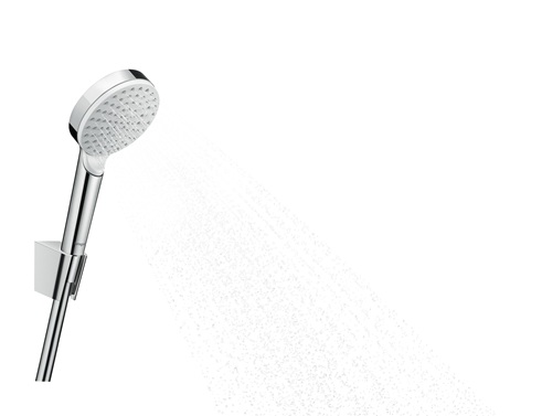 Hansgrohe Brauseset Crometta 1 jet EcoSmart 9 l/min/Porter weiss/chrom Brauseschlauch 1250mm 26568400