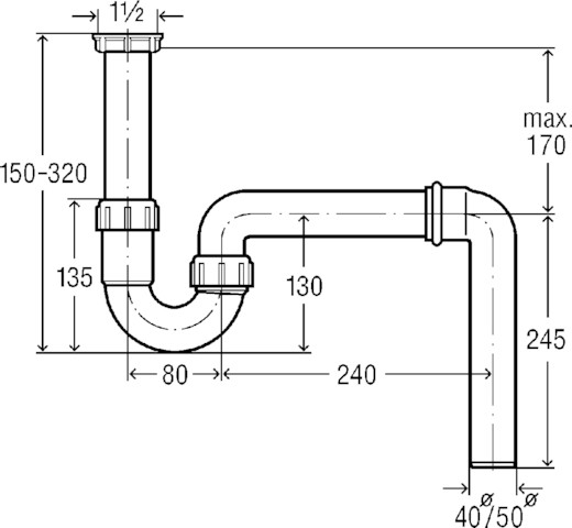 Viega Röhrengeruchverschluss 7985.60 in G1 1/2 x 50mm Kunststoff weiß 129279