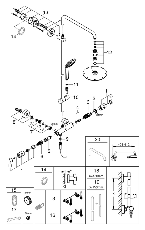Grohe Euphoria Duschsystem XXL 210 mit Thermostatbatterie 27964000