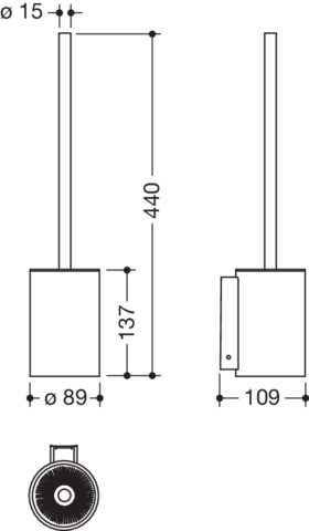 HEWI WC-Bürstengarnitur System 900, Edelstahl, zur Wandmontage 900.20.000XA