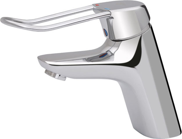 Ideal Standard Ceramix Blue Waschtischarmatur Niederdruck Ablaufgarnitur chrom, mit CU-Rohren Niederdruck Bügelgriff A5824AA