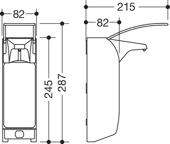 HEWI Desinfektionsmittel-und Seifenspender Serie 805, Edelstahl,laufblende Kunststoff, für 500ml Euronorm-Flaschen, reinweiß 805.06.350 99