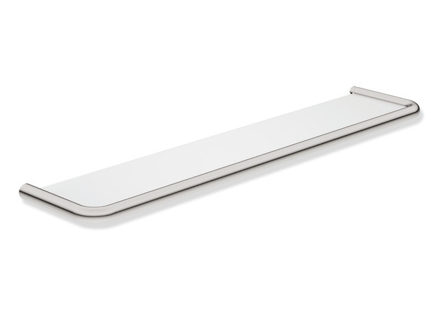 HEWI Ablage, Edelstahlrundrohr, Ablagefläche Glas matt sandgestrahlt, Achsmaß 600mm 480.03.000XA