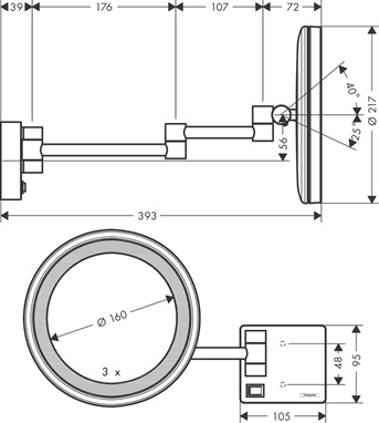 Hansgrohe Rasierspiegel AddStoris mattweiss mit LED Licht 41790700