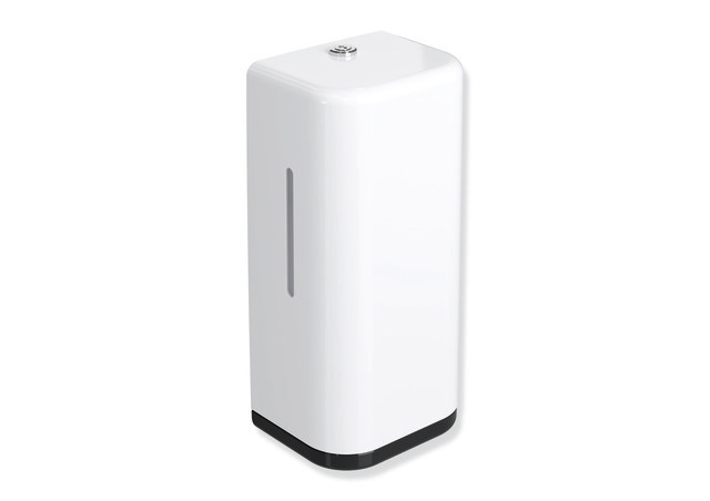 HEWI SENSORIC Elektronischer Seifenspender, Korpus signalweiß, Rahmenelement / Entnahmeöffnung, 500ml, tiefschwarz 477.06.10298 90