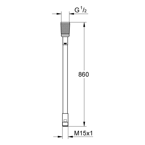 Grohe Brauseschlauch Metall 1/2"xM15x860mm für Einhandmischer mit herauszziehbare Brause 46104000