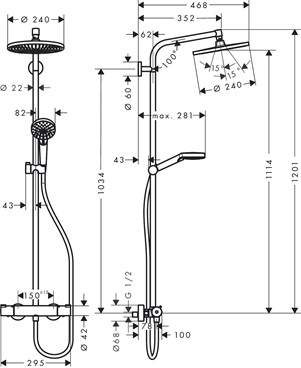 Hansgrohe Showerpipe Crometta S 240 EcoSmart chrom 27268000