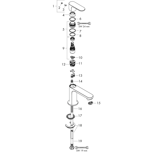 Hansgrohe Rebris S Standventil 80 mit Hebelgriff ohne Ablaufgarnitur, Mattschwarz 72503670