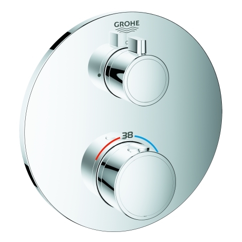 Grohe Grohtherm Thermostat-Brausebatterie chrom 1 Abgänge Fertigmontageset rund 24075000