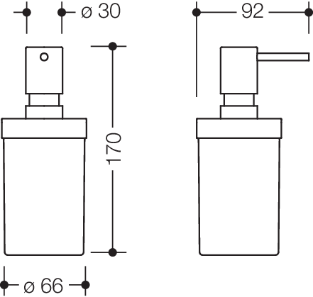 HEWI Seifenspender mattem Polyamid, Pumpe Metall verchromt, für Ablagen mit Loch 950.13.00.., reinweiß 800.06B010 99