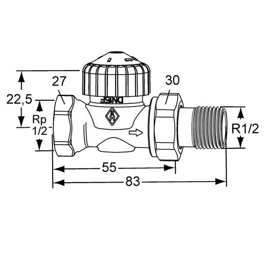 Heimeier Thermostat-VentilunterteilV-exact II "kurz", Durchgang, DN15 3452-02.000