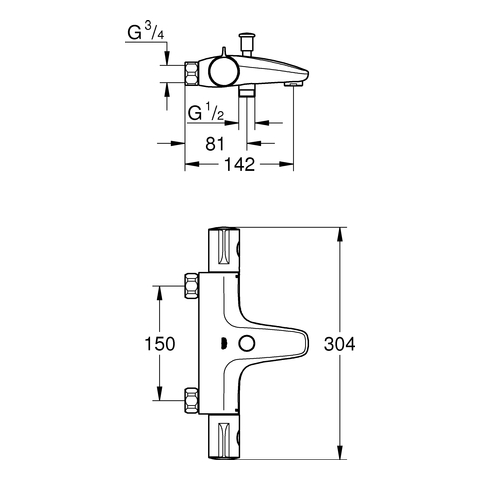 Grohe Grohtherm 800 Thermostat-Wannenbatterie chrom ohne Anschlüsse 34568000