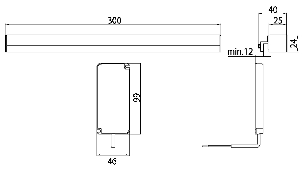 Emco LED-Spiegelklemmleuchte System2, neutralweiss 4000 K, waagerecht 300x24x40mm 449200103