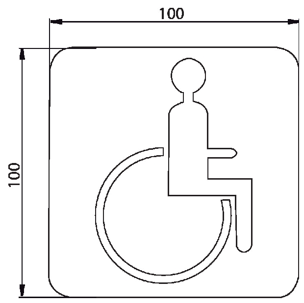 Emco Türschild System2 Rollstuhlfahrer, zum Aufkleben chrom 357600003