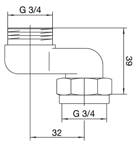 Oventrop S-Anschlussverschraubung 3/4"AG x 3/4" Überwurfmutter, Messing, vernickelt 1019205