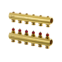 Danfoss Fussbodenheizungs-Verteiler FHF-6 6 Kreise, ohne Durchflussanzeige 088U0506