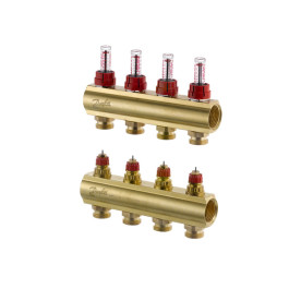 Danfoss Fussbodenheizungs-Verteiler FHF-4F 4 Kreise, mit Durchflussanzeige 088U0524