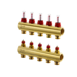 Danfoss Fussbodenheizungs-Verteiler FHF-5F 5 Kreise, mit Durchflussanzeige 088U0525