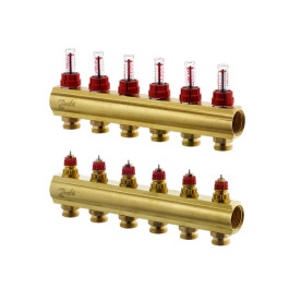 Danfoss Fussbodenheizungs-Verteiler FHF-6F 6 Kreise, mit Durchflussanzeige 088U0526