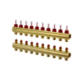 Danfoss Fussbodenheizungs-Verteiler FHF-10F 10 Kreise, mit Durchflussanzeige 088U0530