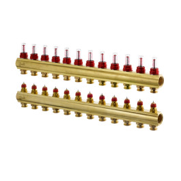Danfoss Fussbodenheizungs-Verteiler FHF-12F 12 Kreise, mit Durchflussanzeige 088U0532