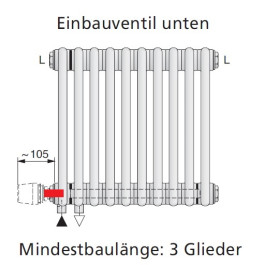 Arbonia Mehrpreis Einbauventil Gewinde M30x1,5 unten für Röhrenradiatoren