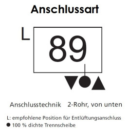 Arbonia Mehrpreis für Anschlussart 89 Rechts für Röhrenradiatoren