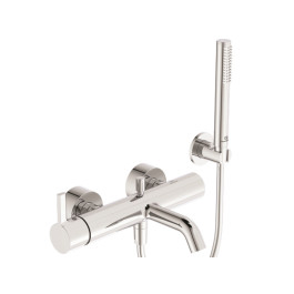 Ideal Standard Badearmatur AP JOY, mit Stab-Handbrause Brauseschlauch und Wandhalter, Chrom BC787AA