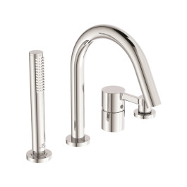Ideal Standard 4-Loch Wannenrandarmatur JOY, mit Auslauf Stab-Handbrause und Umsteller, Chrom BC789AA