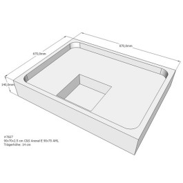 Belli Duschwannenträger für Arenal E 90x70cm SD93082 für Rechteckdusche, 90x70x2,5cm, 14cm hoch