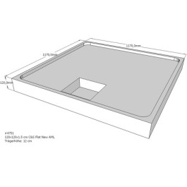 Belli Duschwannenträger für Flat New E 120x120 SD94082 für Rechteckdusche, 120x120x1,5cm, 12cm hoch