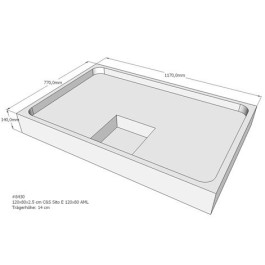 Belli Duschwannenträger für Sito E 120x80 SD94212 für Rechteckdusche, 120x80x2,5cm, 14cm hoch