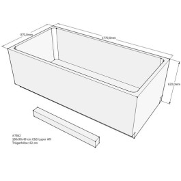 Belli Badewannenträger für Lupor 180x90 SW84162 für Rechteckwanne, 180x90x49cm, 62cm hoch