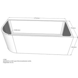 Belli Badewannenträger für Lupor 180x80 rechts SW84171