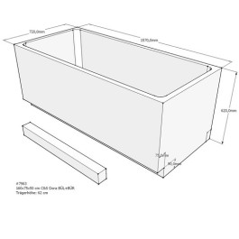 Belli Badewannenträger für Dora 160 SW 84219 für Rechteckwanne, 160x75x50cm, 62cm hoch
