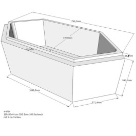 Belli Badewannenträger für Bora 180cm mit 5cm Vorbau auf 3 Seiten SW84247V