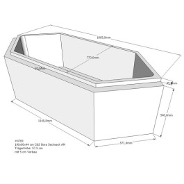 Belli Badewannenträger für Bora 190cm mit 5cm Vorbau auf 3 Seiten SW84248V