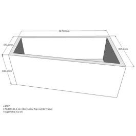 Belli Badewannenträger für Malibu Top 170x100 rechts SW84264 für Raumsparwanne, 170x100x46,5cm Trägerhöhe: 60cm 